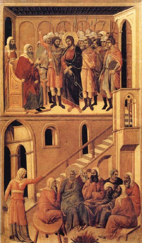 Duccio di Buoninsegna Peter's First Denial of Christ and Christ Before the High Priest Annas